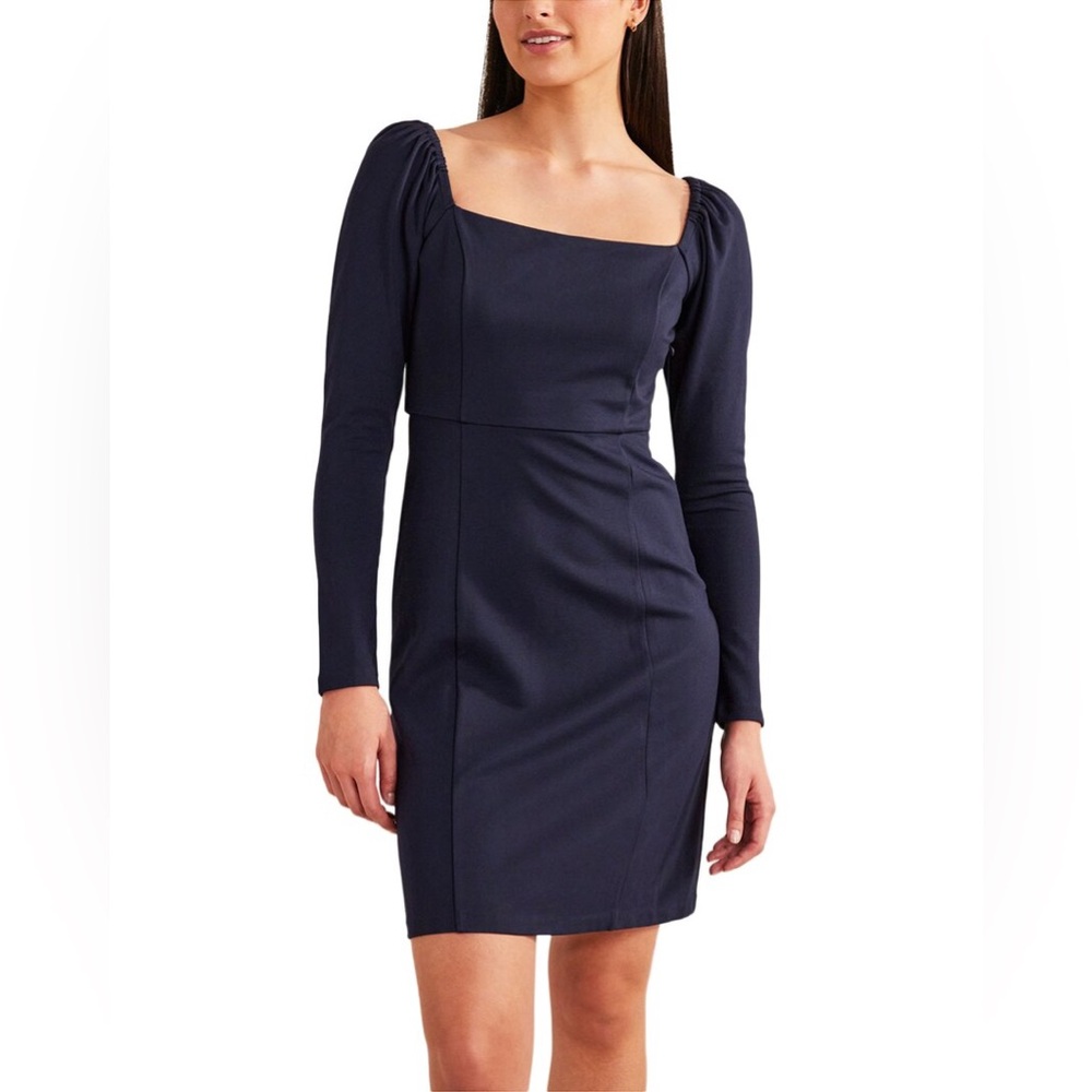 Boden NEW Square Neck Mini Jersey Dress Navy Blue 10